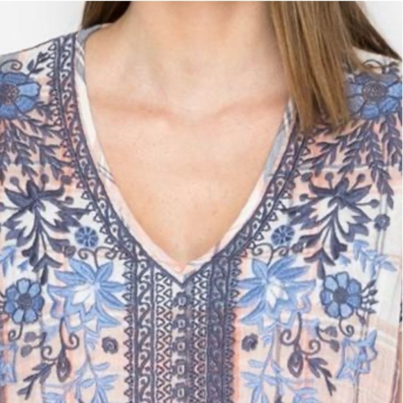 NEW Johnny Was Lila Jo Drape Plaid Tunic Top Embroidered Hi Low Style Small - Picture 8 of 10
